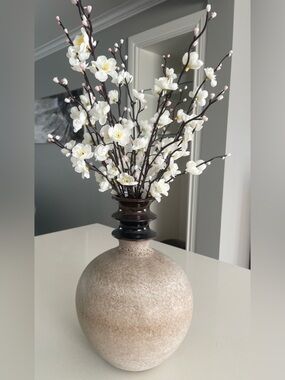 Brown Beige Ceramic Vase Fat Lava W Germany